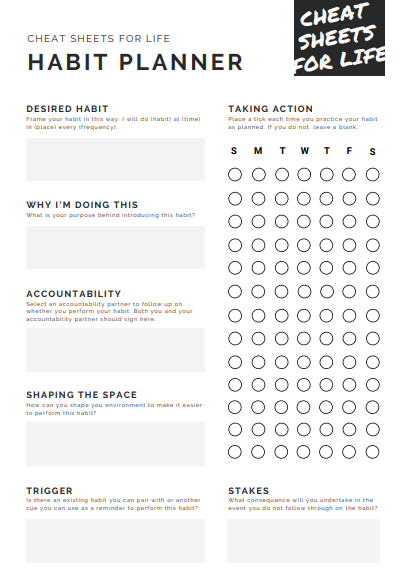 Cheat Sheets Habit Planner